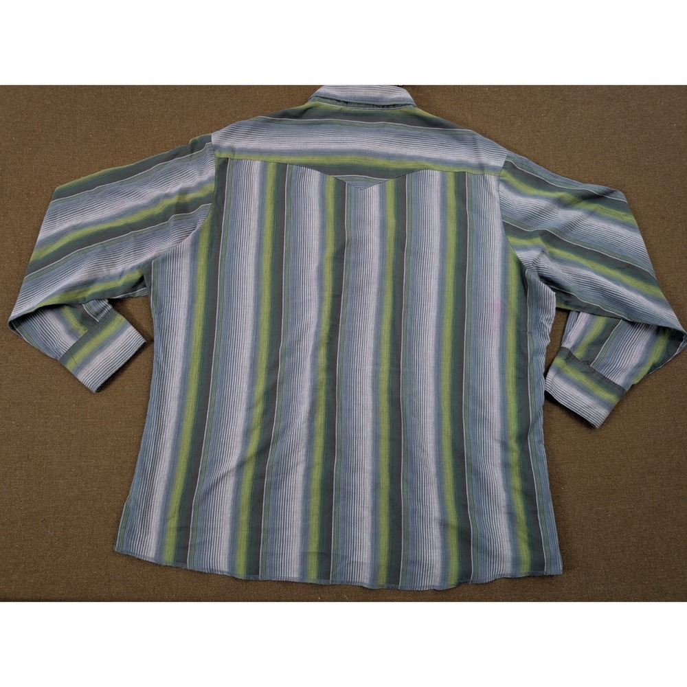 Wrangler Pearl Snap Western Shirt 2XLT Green Plaid Long Sleeve Button Up VTG - Picture 2 of 13
